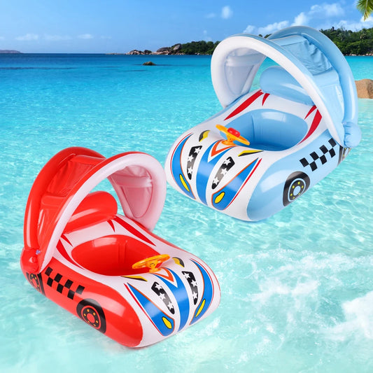 Inflatable Car Pool Float with Sunshade